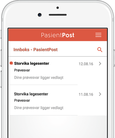 PasientPost på mobilskjerm